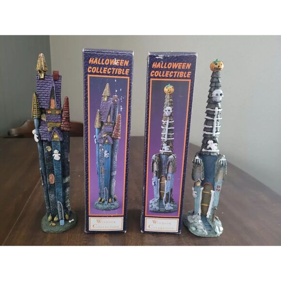 Windsor Collection Set of 2 Halloween Haunted House Tall 12"Collectibles w/Boxes - Picture 1 of 16